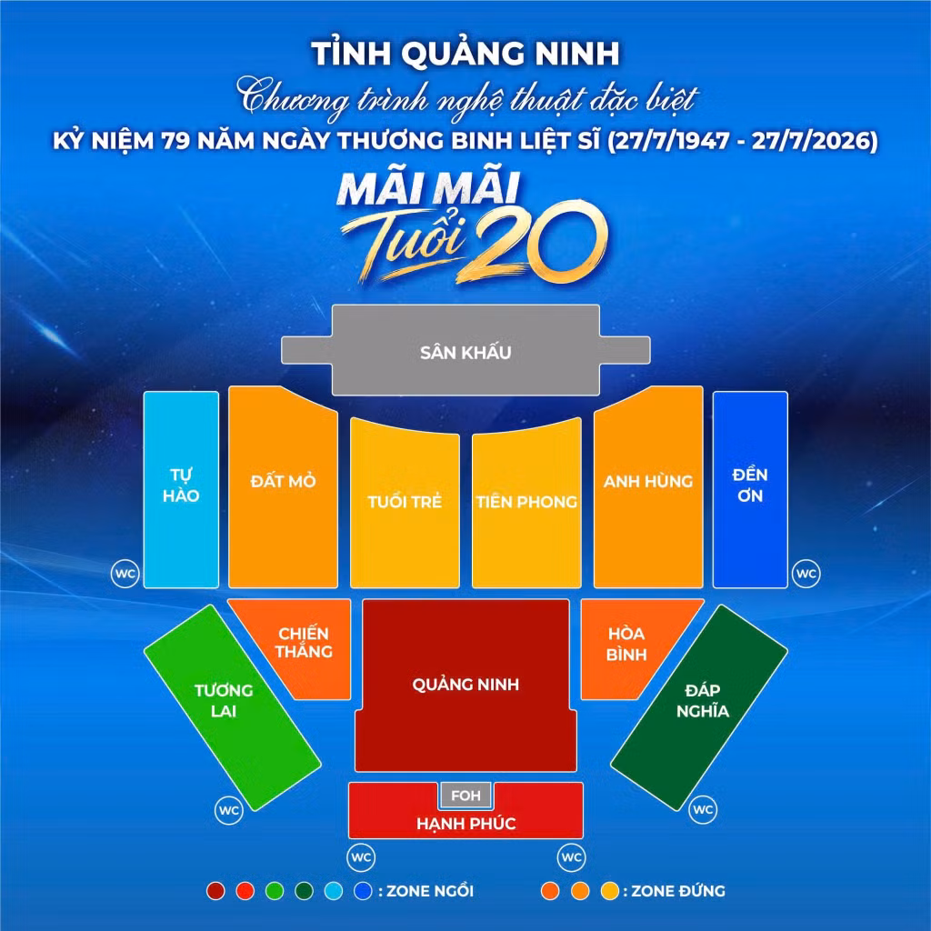 Thiết kế sân khấu của chương trình nghệ thuật đặc biệt kỷ niệm 79 năm Ngày Thương binh - Liệt sĩ với chủ đề "Mãi mãi tuổi 20".