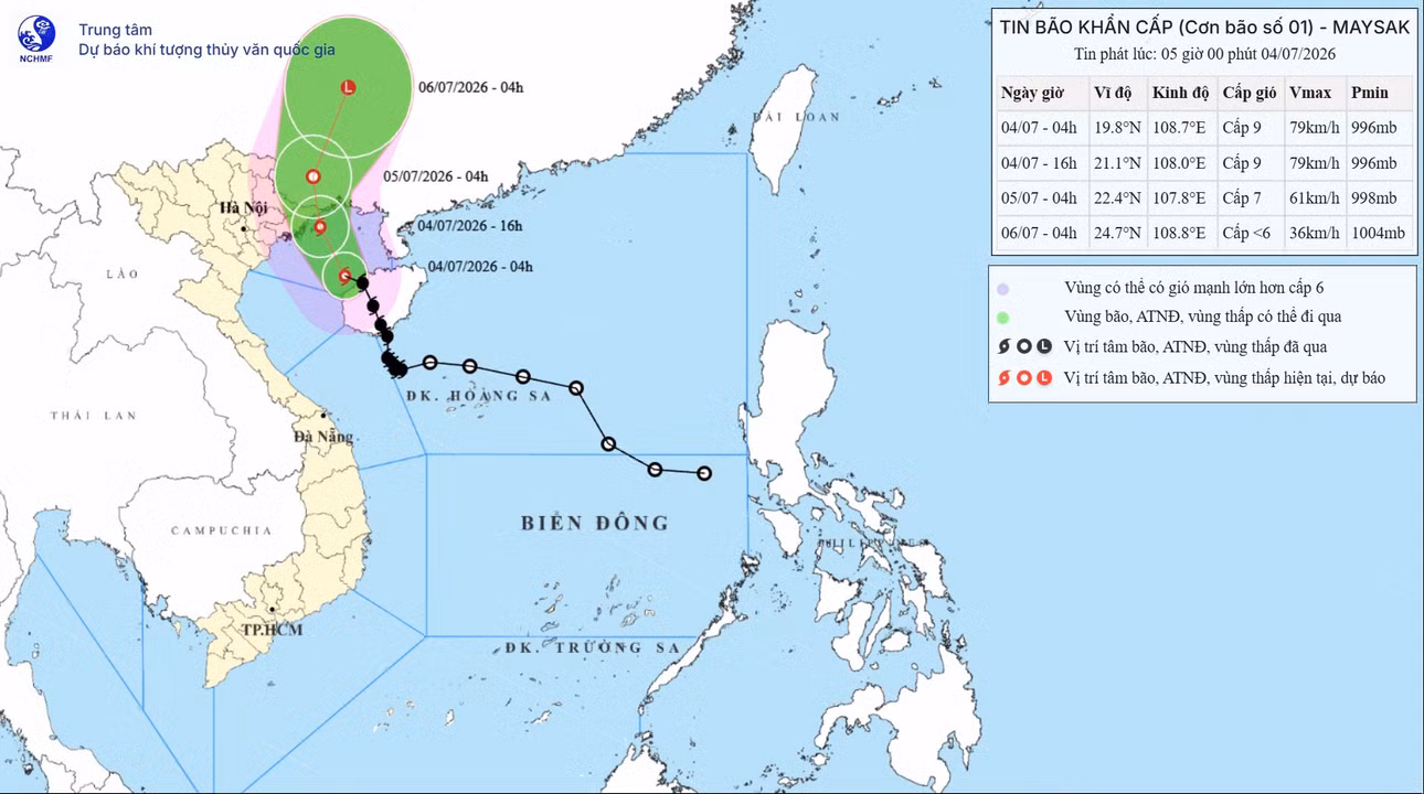 TIN BÃO KHẨN CẤP (Cơn bão số 01)