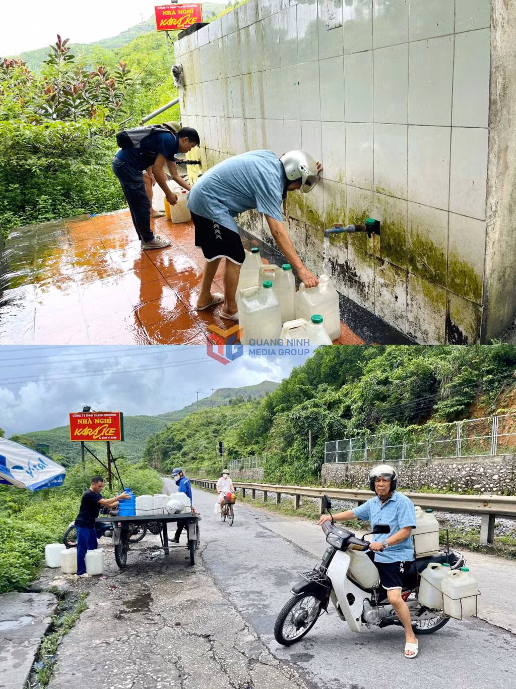 Người dân phường Vàng Danh và các khu vực lân cận vẫn lấy nước tại khu vực cầu Lán Tháp (bể chứa nguồn nước khe) về sử dụng vào mục đích ăn uống.