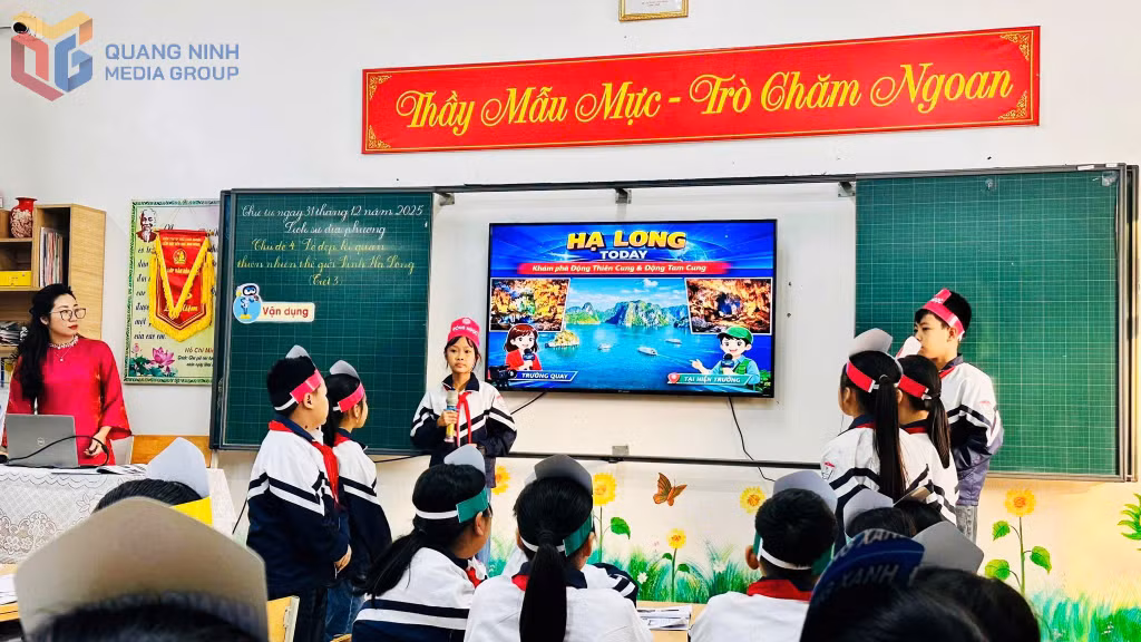 Một số hình ảnh ứng dụng công nghệ số trong tiết dạy của giáo viên Trường Tiểu học Kim Đồng (phường Đông Triều).