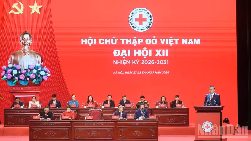 Đại hội đại biểu toàn quốc Hội Chữ thập đỏ Việt Nam lần thứ XII, nhiệm kỳ 2026-2031 bước vào phiên trọng thể. (Ảnh: ĐĂNG KHOA)