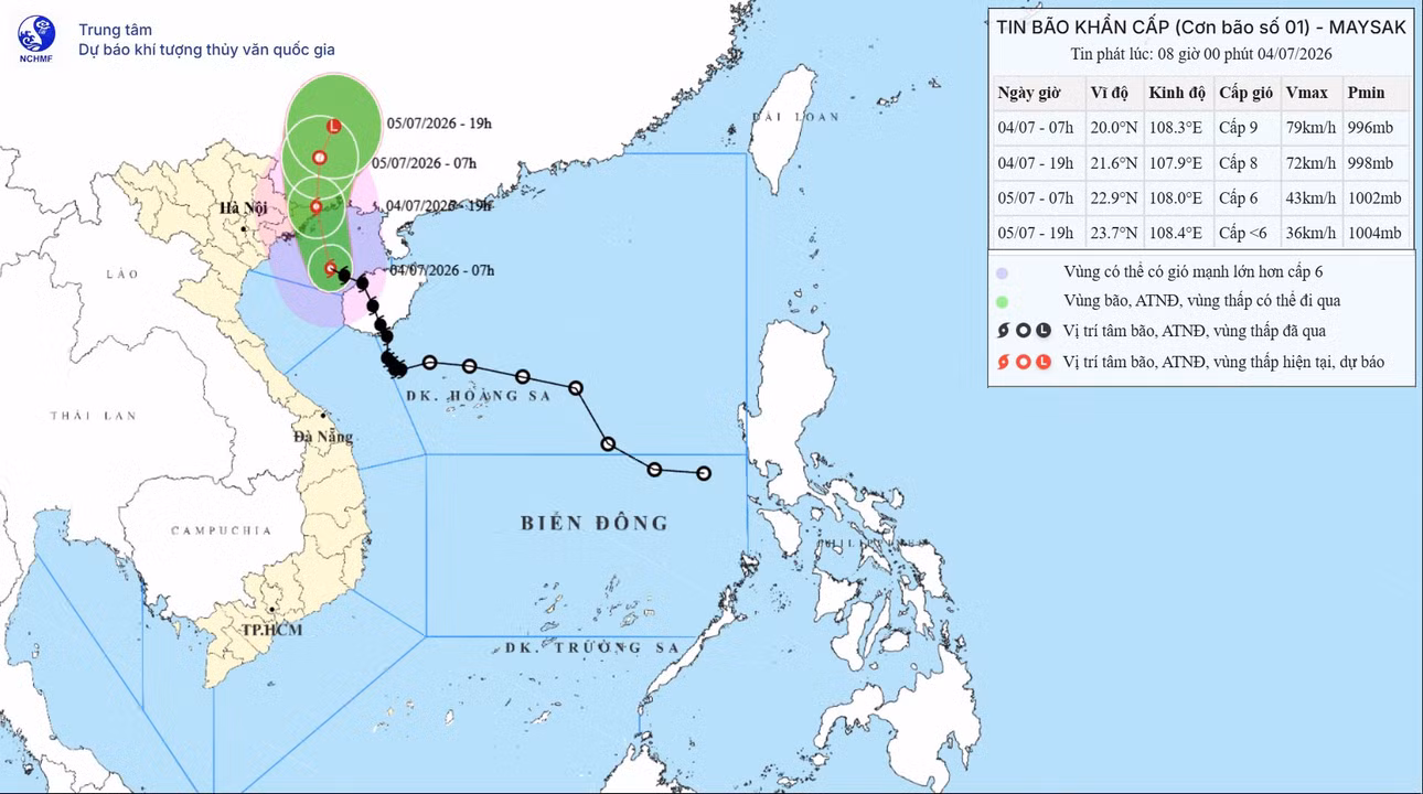 TIN BÃO KHẨN CẤP (Cơn bão số 01)