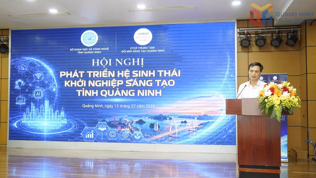 Đồng chí Nguyễn Mạnh Cường, Giám đốc Sở Khoa học và Công nghệ phát biểu khai mạc hội nghị.