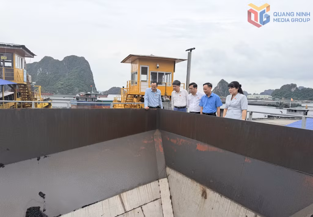 Đoàn công tác Ủy ban Khoa học, Công nghệ và Môi trường Quốc hội khảo sát và làm việc tại Kho cảng Km6 của Công ty Kho vận và Cảng Cẩm Phả - Vinacomin.