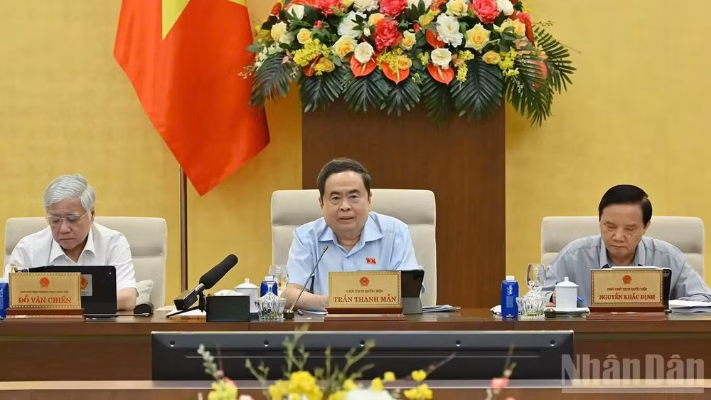 Chủ tịch Quốc hội Trần Thanh Mẫn phát biểu ý kiến tại phiên họp. (Ảnh: THỦY NGUYÊN)