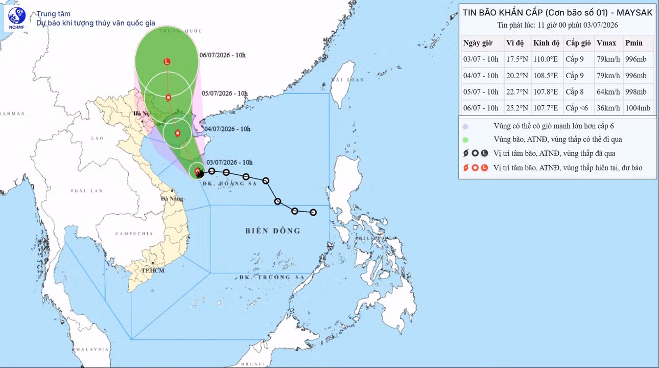 TIN BÃO KHẨN CẤP (Cơn bão số 01)