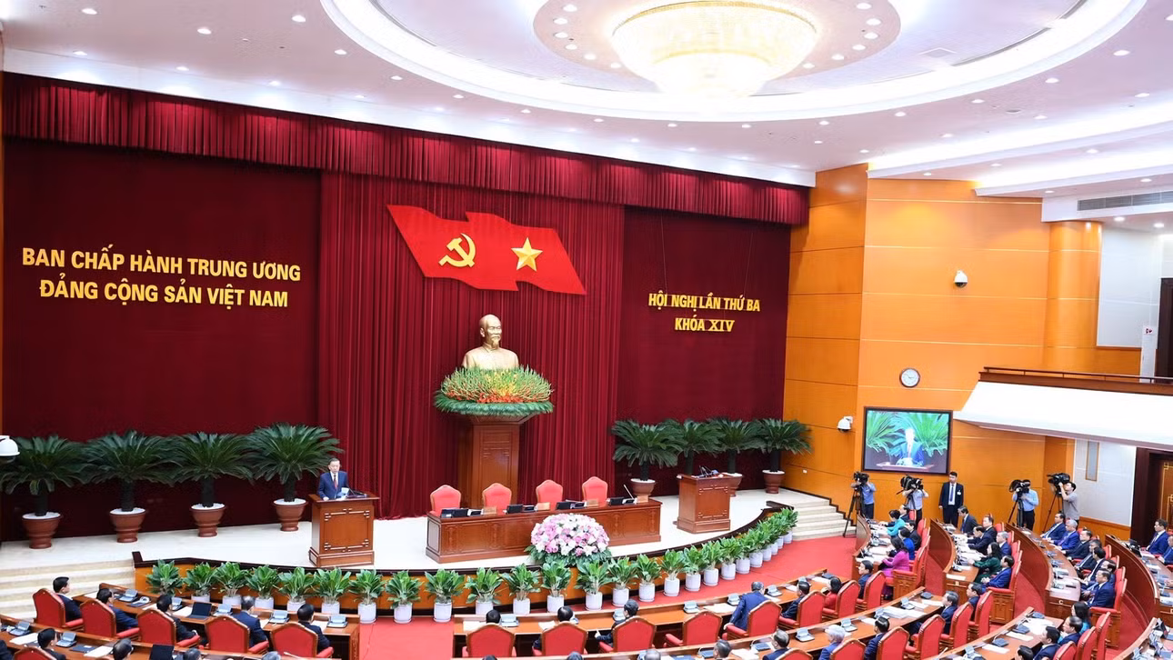 Phiên bế mạc Hội nghị lần thứ ba Ban Chấp hành Trung ương Đảng Cộng sản Việt Nam khóa XIV. (Ảnh: ĐĂNG KHOA)