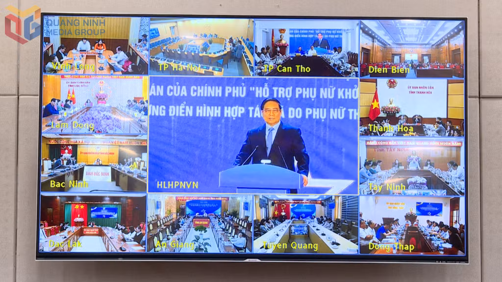 Đồng chí Phạm Minh Chính, Ủy viên Bộ Chính trị, Bí thư Đảng ủy Chính phủ, Thủ tướng Chính phủ phát biểu chỉ đạo tại hội nghị. (Ảnh chụp màn hình).
