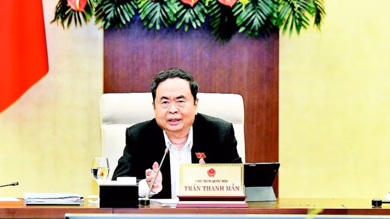 Chủ tịch Quốc hội Trần Thanh Mẫn phát biểu tại phiên họp 51 của Ủy ban Thường vụ Quốc hội. (Ảnh: DUY LINH)