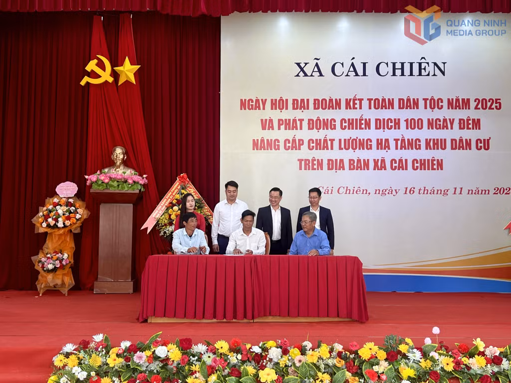 Các thôn trên địa bàn xã ký kết giao ước thi đua thực hiện chiến dịch 100 ngày đêm nâng cấp chất lượng hạ khu dân cư xã Cái Chiên