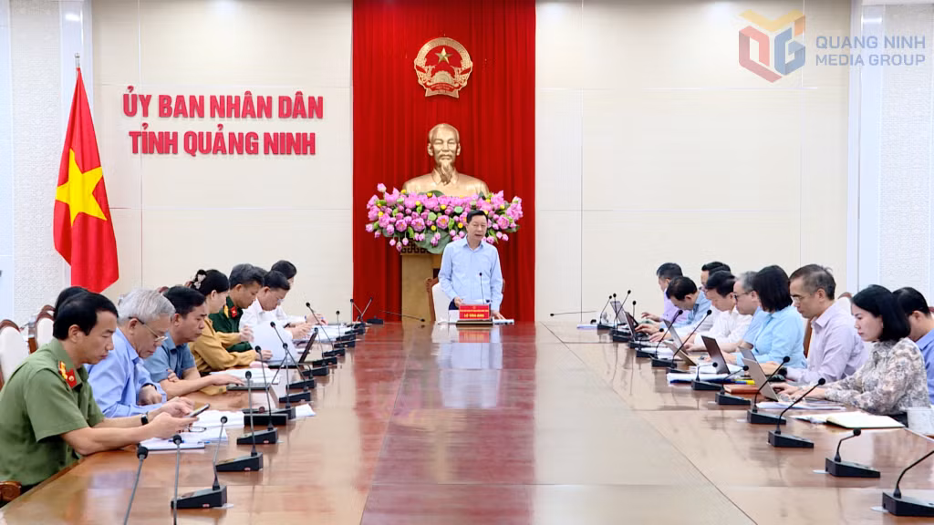 Đồng chí Lê Văn Ánh Phó chủ tịch UBND tỉnh phát biểu kết luận cuộc họp.