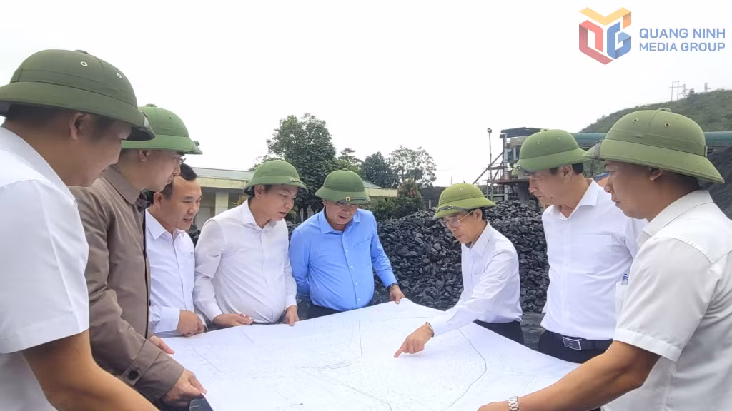 Lãnh đạo Tập đoàn kiểm tra công tác quy hoạch kho than của Công ty Than Khe Chàm.