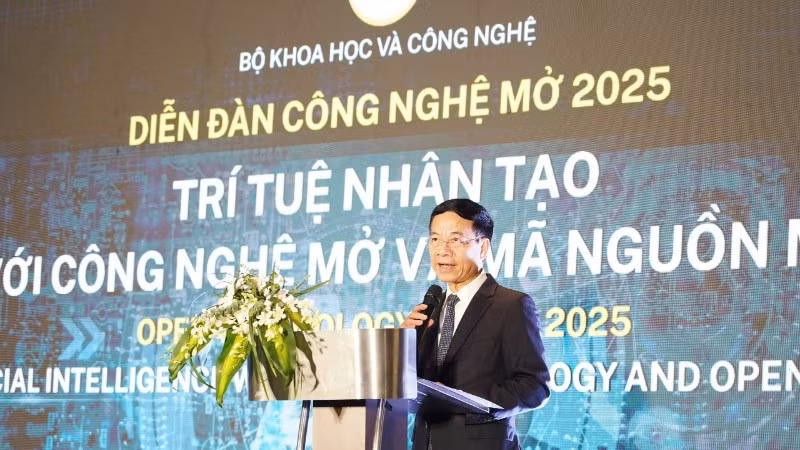 Bộ trưởng Khoa học và Công nghệ Nguyễn Mạnh Hùng phát biểu tại sự kiện. (Ảnh: TL)
