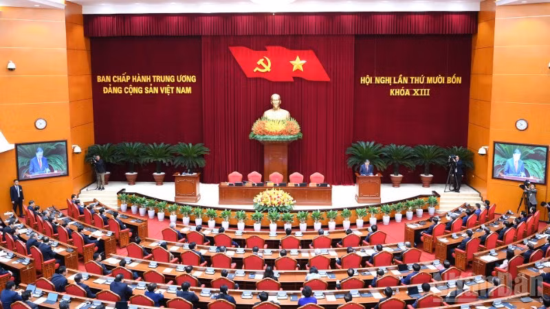 Quang cảnh Hội nghị lần thứ 14 Ban Chấp hành Trung ương Đảng khóa XIII. (Ảnh: ĐĂNG KHOA)