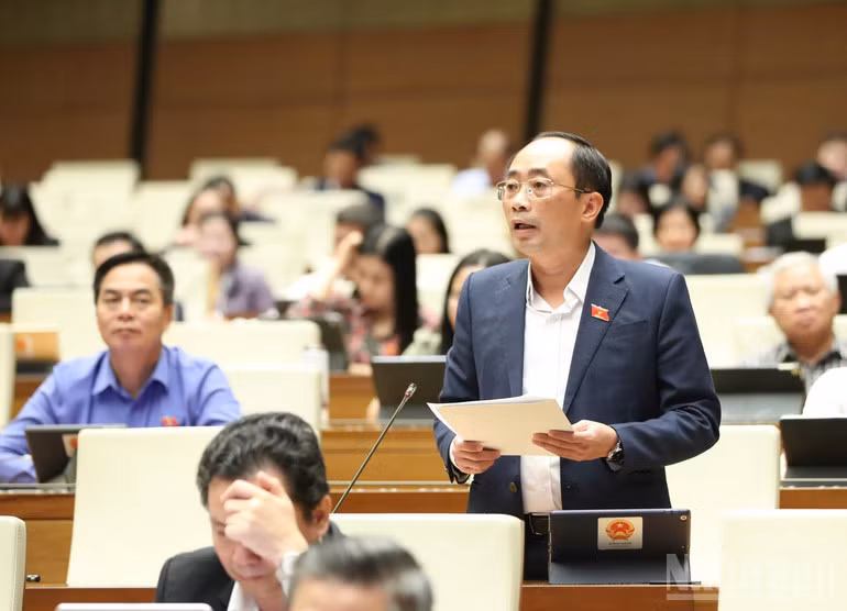 Đại biểu Lê Nhật Thành (Hà Nội) phát biểu. (Ảnh: DUY LINH)