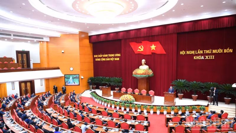 Hội nghị lần thứ 14 Ban Chấp hành Trung ương Đảng khóa XIII. (Ảnh: ĐĂNG KHOA)