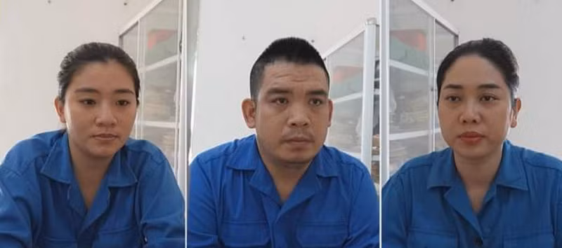 Lê Thị Ngọc Bích, Lê Như Bảo và Trương Thị Mỹ Nương sau khi bị khởi tố, tạm giam về tội danh "Mua bán người". Ảnh: CACC.