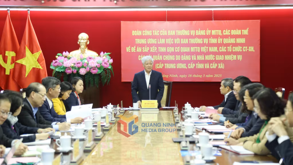 Đoàn công tác của Ban Thường vụ Đảng ủy MTTQ, các đoàn thể Trung ương làm việc với Ban Thường vụ Tỉnh ủy Quảng Ninh.