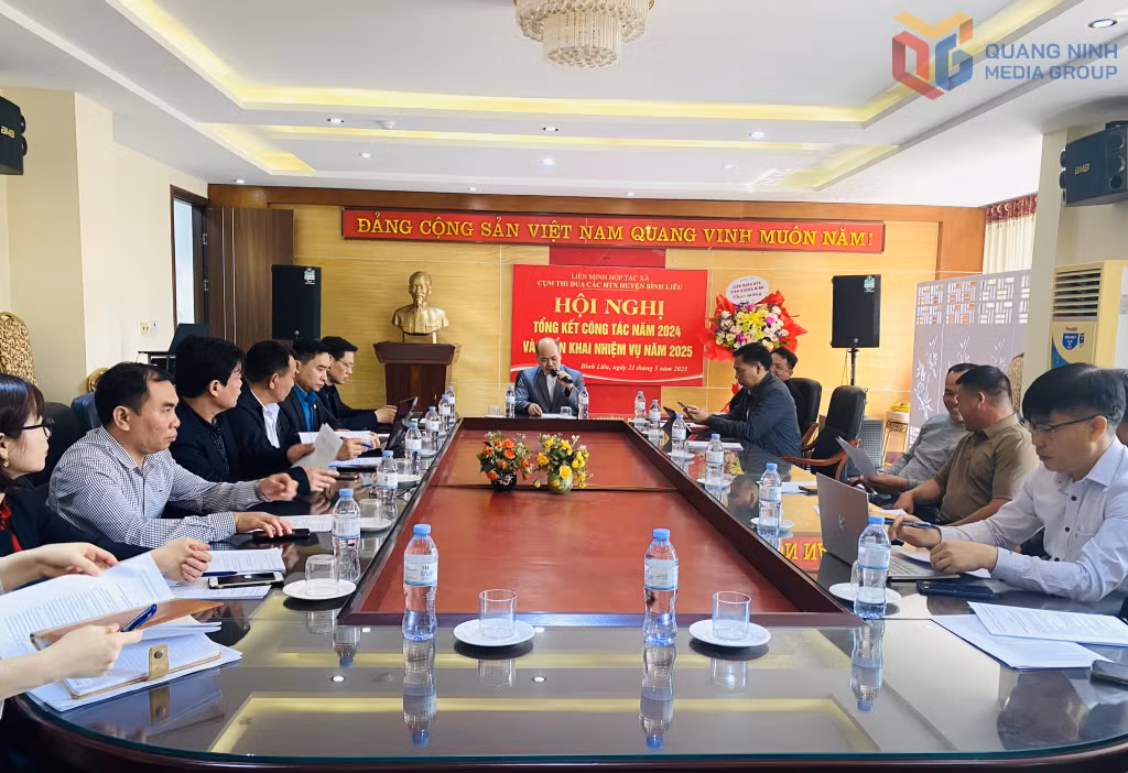 Ông Hoàng Văn An – Cụm trưởng cụm thi đua các Hợp tác xã huyện Bình Liêu phát biểu tại hội nghị.