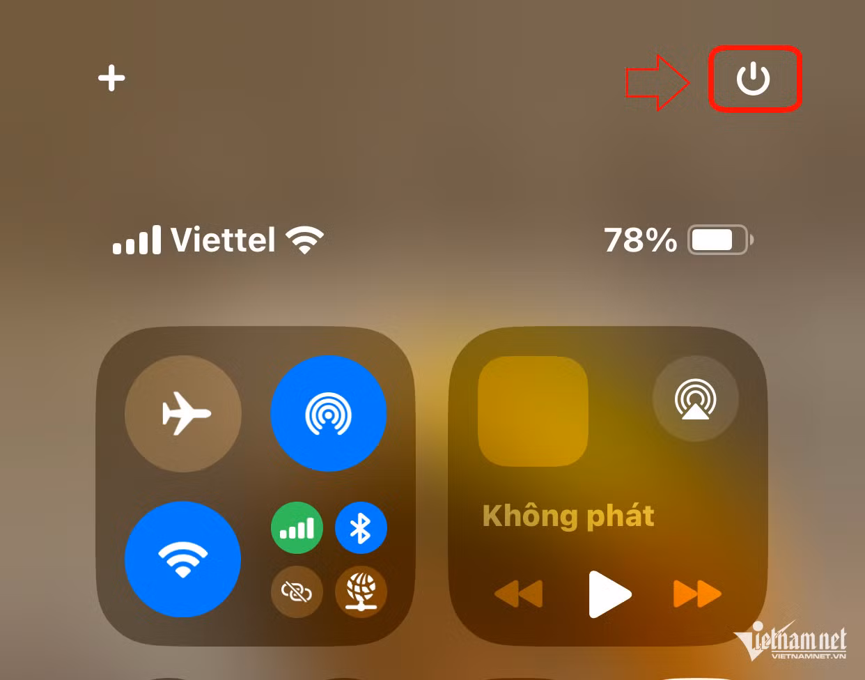 Tắt iPhone bằng trung tâm điều khiển. Ảnh: HP