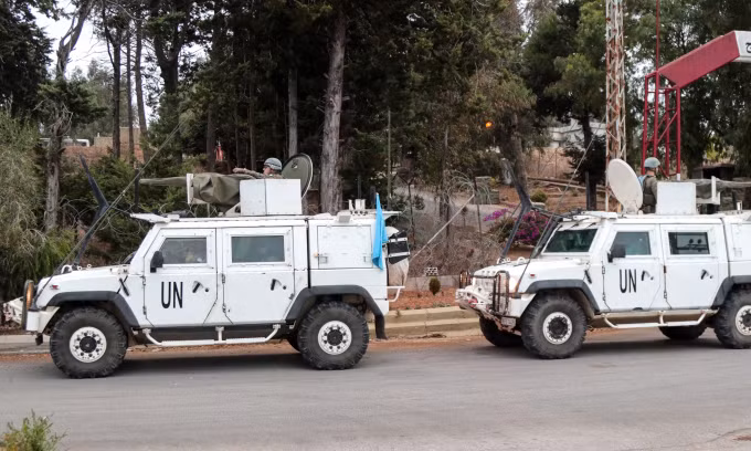 Xe của UNIFIL tuần tra tại miền nam Lebanon hôm 11/10. Ảnh: AFP