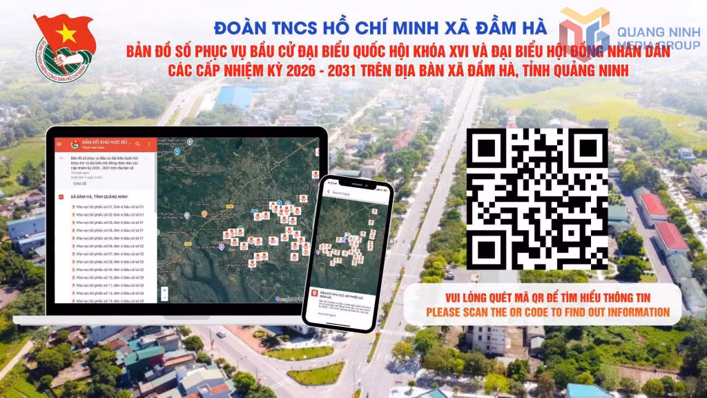 Đoàn Thanh niên xã Đầm Hà triển khai Bản đồ số phục vụ bầu cử, giúp người dân thuận tiện tìm kiếm thông tin về khu vực bầu cử.
