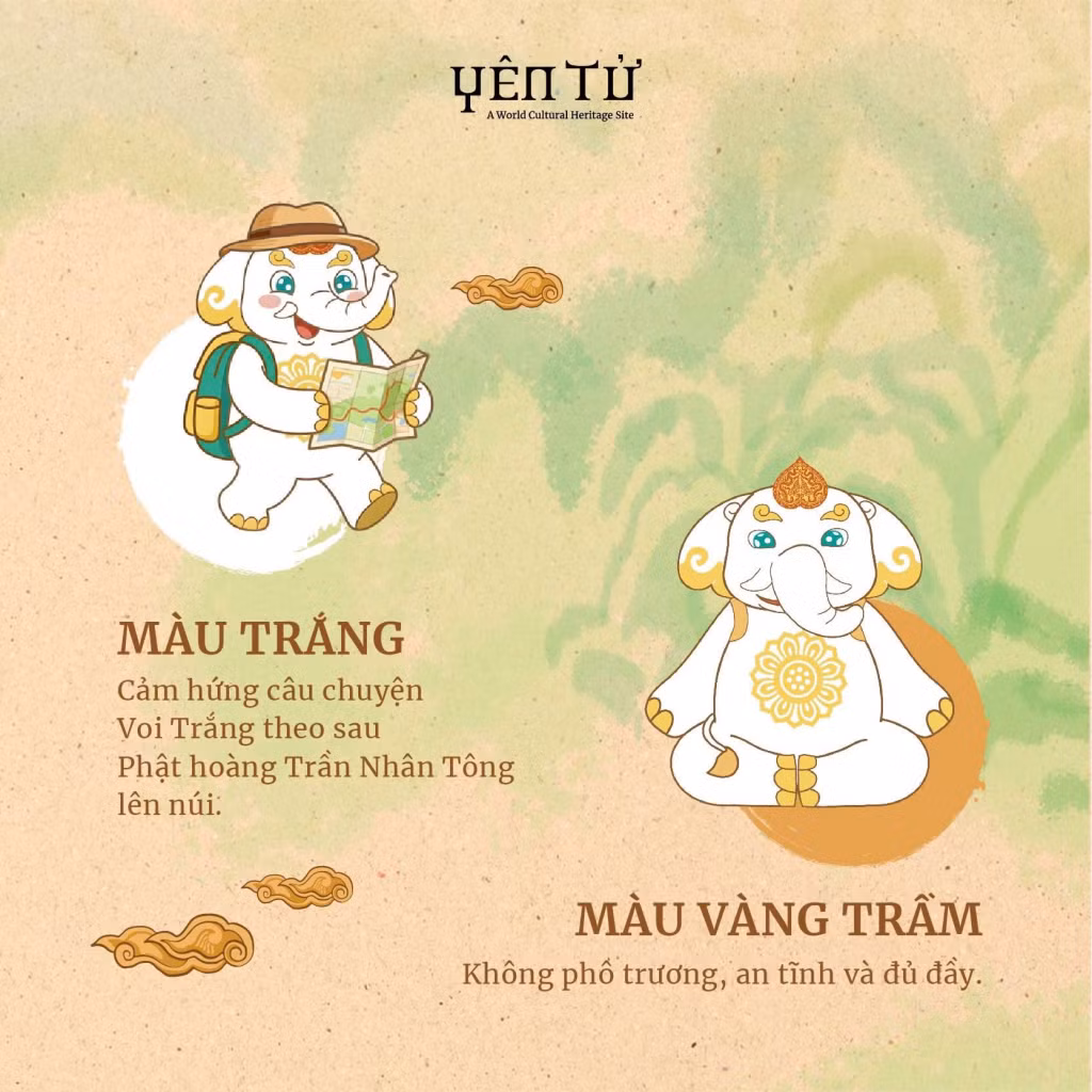 Mẫu thiết kế voi linh sơn bản thú nhồi bông gợi nhớ về truyền thuyết núi Voi (Tượng sơn) của Yên Tử, làm sản phẩm lưu niệm.