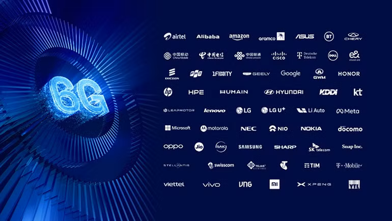 Các đối tác tham gia Liên minh 6G toàn cầu bao gồm Airtel, Amazon, Asus, BT Group, Cisco, Dell, e&amp;, Ericsson, FPT Corporation, Fujitsu/1finity, Google, HP, HPE, HUMAIN, KDDI, KT, Lenovo, LG Electronics, LG Uplus, Meta, Microsoft, Motorola, NEC Corporation, Nokia, NTT DOCOMO, Reliance Jio, Samsung Electronics, Sharp, Siemens, SK Telecom, Snap, Inc., Stellantis, Swisscom, Tejas Networks, Telstra, TIM Group, T-Mobile, Viettel Group, VNG và YTL.