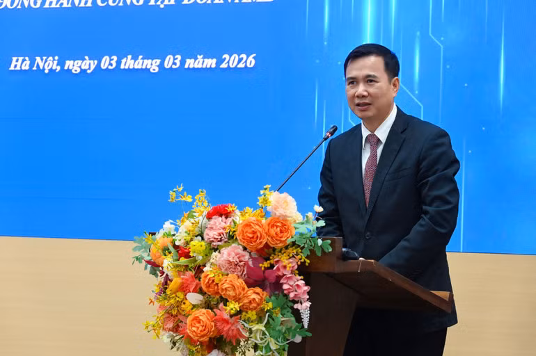 PGS,TS Bùi Thế Duy, Phó Chủ tịch Viện Hàn lâm Khoa học và Công nghệ Việt Nam phát biểu.