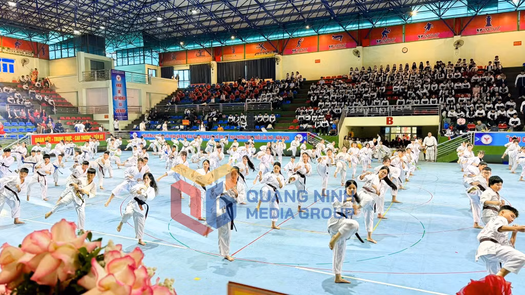 Màn đồng diễn Vovinam của các võ sinh trên địa bàn phường (1-2026). Ảnh: Mai Linh