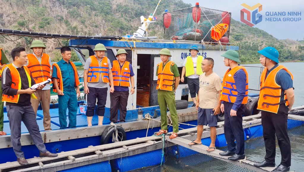 Xã Cái Chiên kiểm tra hoạt động nuôi trồng thuỷ sản trên biển