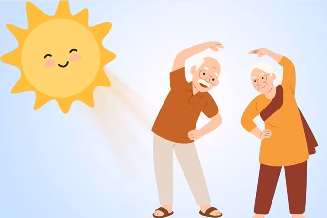 Thời điểm tốt nhất trong ngày để hấp thụ vitamin D từ ánh nắng mùa đông. Đồ họa: Thiện Nhân