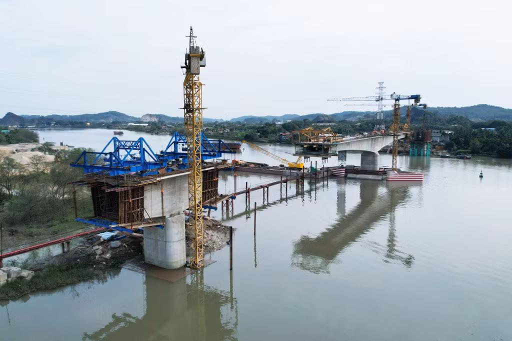 2024-03_Dự án xây dựng cầu Lại Xuân- Công trường thi công cầu Lại Xuân. Ảnh: Đỗ Phương