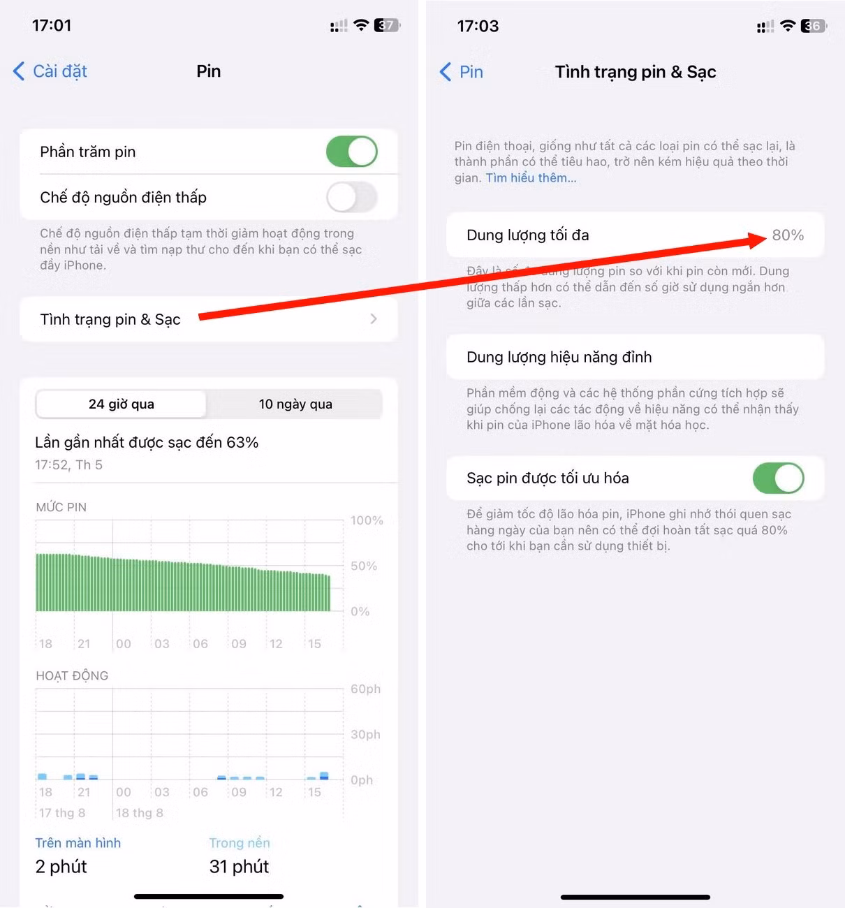 Kiểm tra tình trạng pin trên thiết bị sẽ giúp biết được pin smartphone hết nhanh vì chai hay do nhiễm mã độc (Ảnh chụp màn hình).