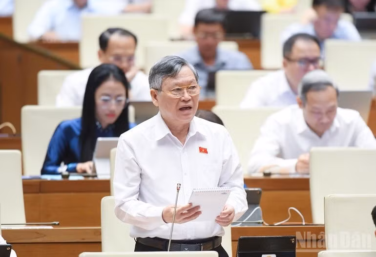 Đại biểu Tô Văn Tám (Kon Tum) phát biểu. (Ảnh: DUY LINH)