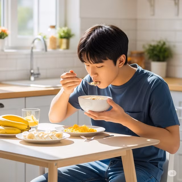Bữa sáng với yến mạch, trứng và chuối là sự lựa chọn tốt cho những người hoạt động trí não.