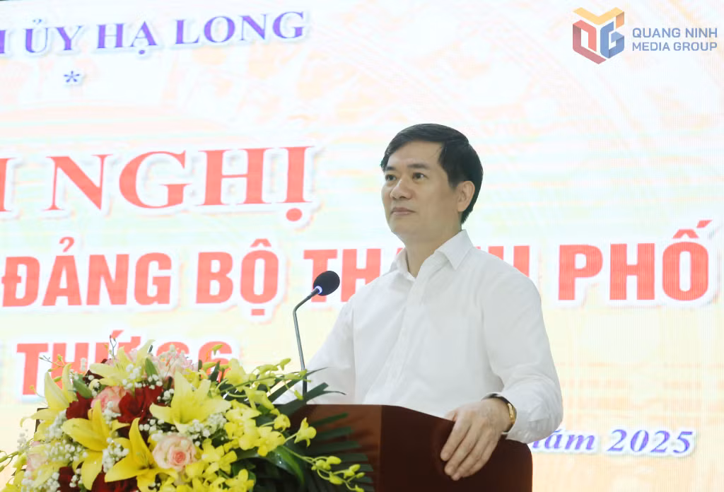 Đồng chí Vũ Quyết Tiến, Phó Bí thư Tỉnh ủy, phát biểu chỉ đạo tại hội nghị.