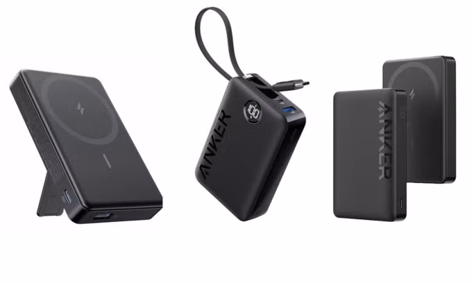 Ba mẫu sạc dự phòng bị thu hồi, từ trái sang gồm Anker 334 MagGo Battery (PowerCore 10K), MagGo Power Bank và Power Bank. Ảnh: Anker