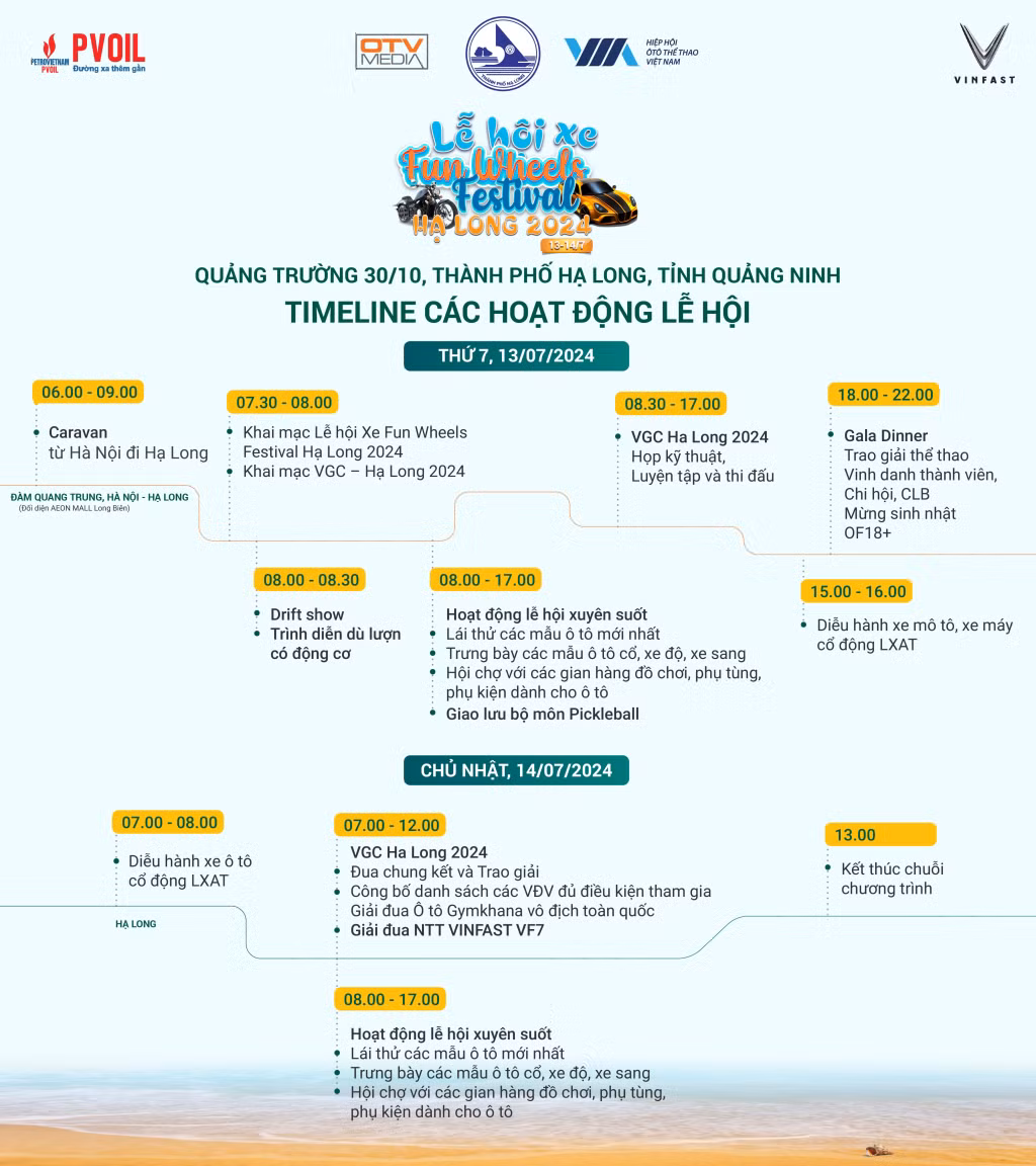 Lịch trình chi tiết Lễ hội xe Fun Wheels Festival Hạ Long 2024.