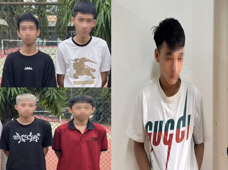 Các đối tượng nhóm cướp giật vé số.