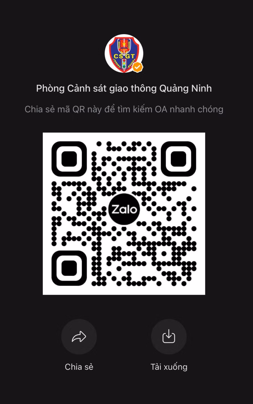 trang zalo “Phòng Cảnh sát giao thông Quảng Ninh”.