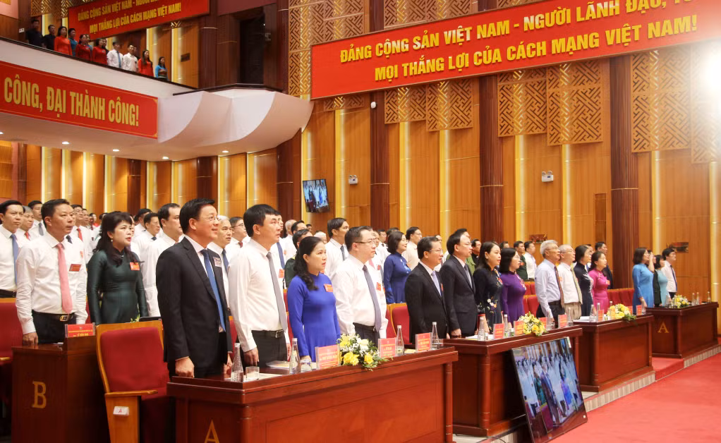 Các đại biểu thực hiện nghi thức chào cờ.