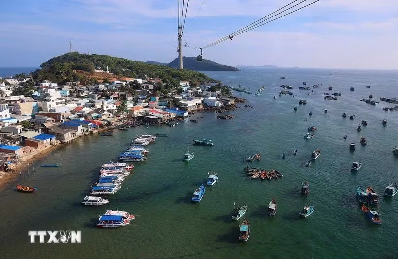 Làng chài Hòn Thơm, Phú Quốc. (Ảnh: Dương Giang/TTXVN)