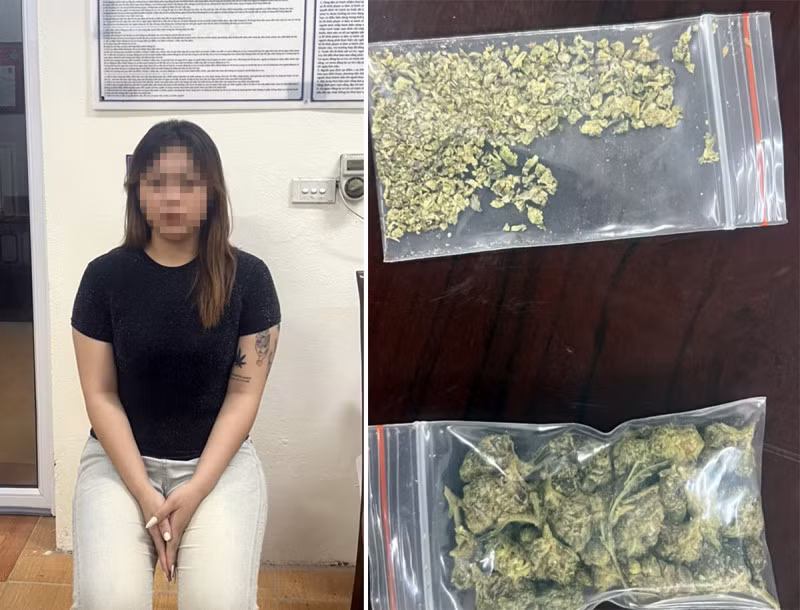 Vũ Thu Tr. cùng số ma túy mang theo người.