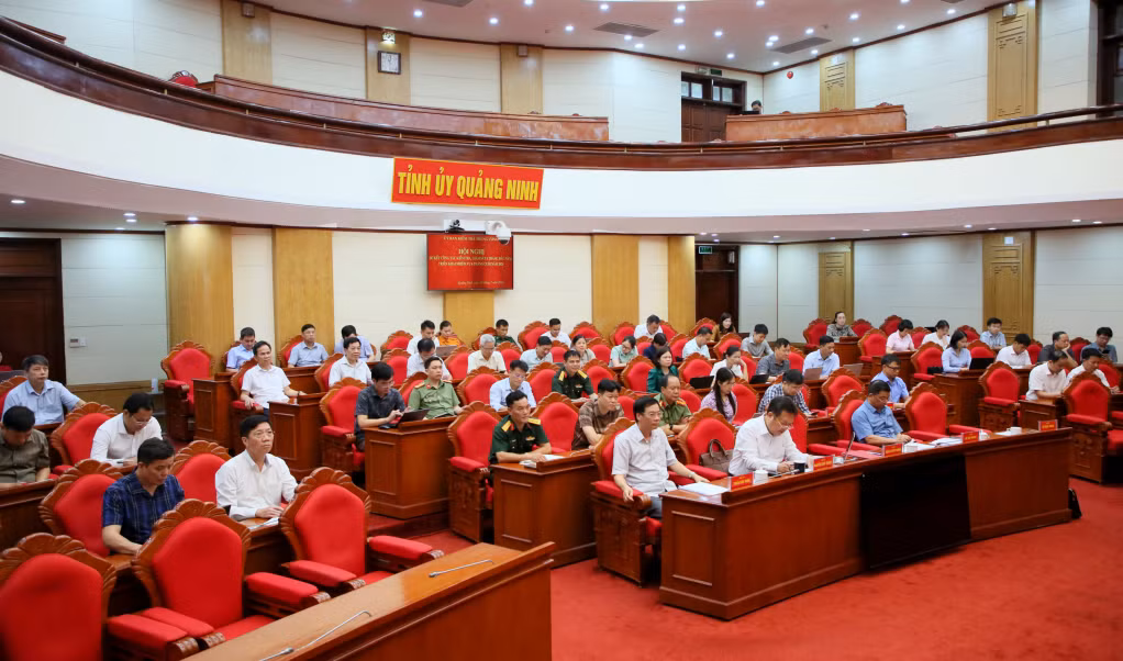 Quang cảnh hội nghị tại điểm cầu tỉnh Quảng Ninh.