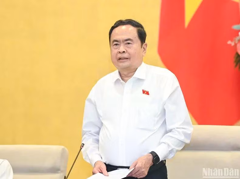 Chủ tịch Quốc hội Trần Thanh Mẫn phát biểu khai mạc phiên họp. (Ảnh: DUY LINH)