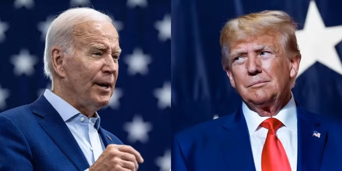 Tổng thống Mỹ Joe Biden (trái) và cựu tổng thống Donald Trump. Ảnh: AFP