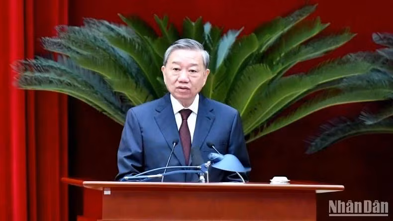 Tổng Bí thư Tô Lâm phát biểu khai mạc Hội nghị. (Ảnh: ĐĂNG KHOA)