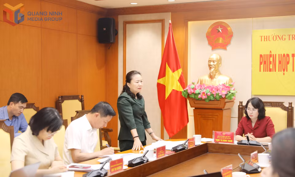 Đồng chí Vi Ngọc Bích, Phó Chủ tịch Thường trực HĐND tỉnh, phát biểu tại phiên họp.