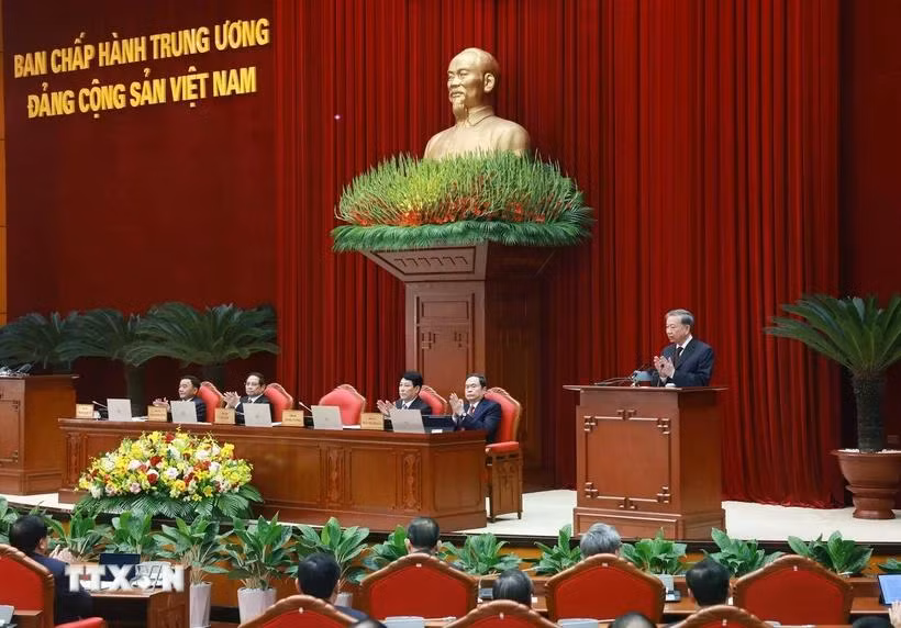 Tổng Bí thư Tô Lâm phát biểu khai mạc Hội nghị lần thứ 11 Ban Chấp hành Trung ương Đảng khóa XIII. (Ảnh: TTXVN)